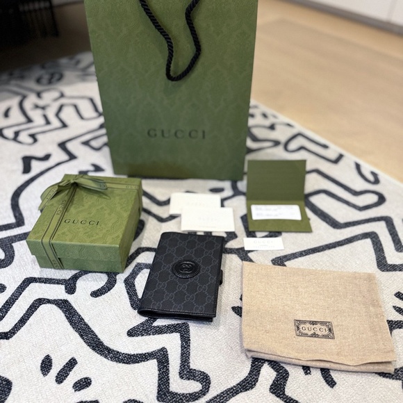 SOLD - Gucci Leather-Trimmed Monogrammed ECONYL Passport Case *Authentic* - Picture 2 of 9